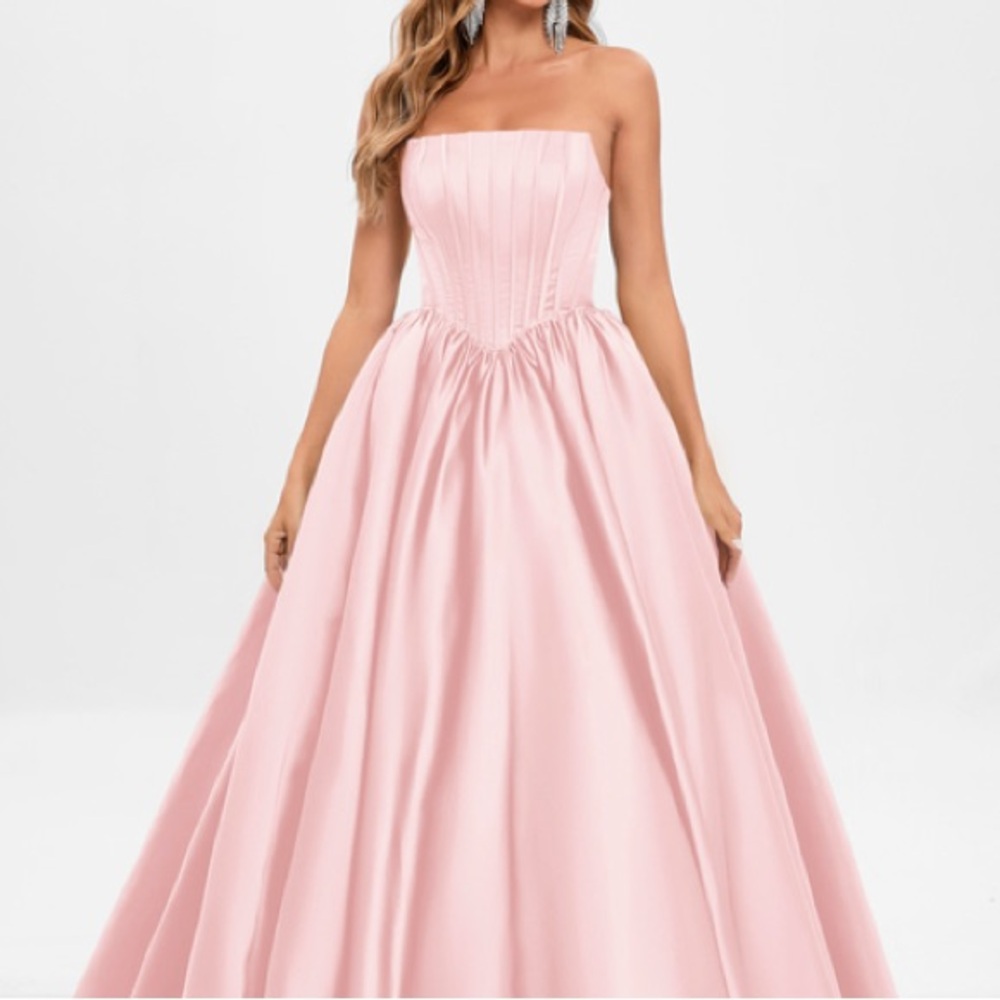 Pink Strapless Prom Gown